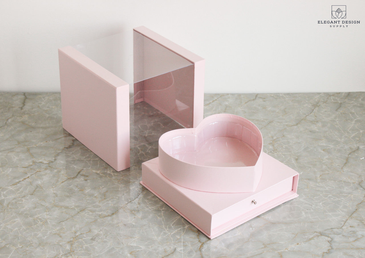 Pink Square Heart Shape PVC box with drawer