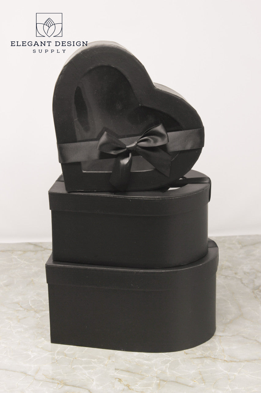 Pied Black Heart Shaped Boxes for luxury chocolates, gift boxes and flower arrangements