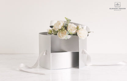 Metallic Two Layers Heart Shape Flower Box with Lid