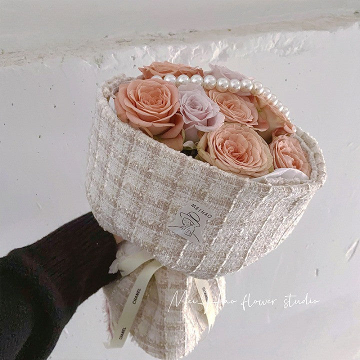 Fresh Roses Bouquet in Chanel Wrapping