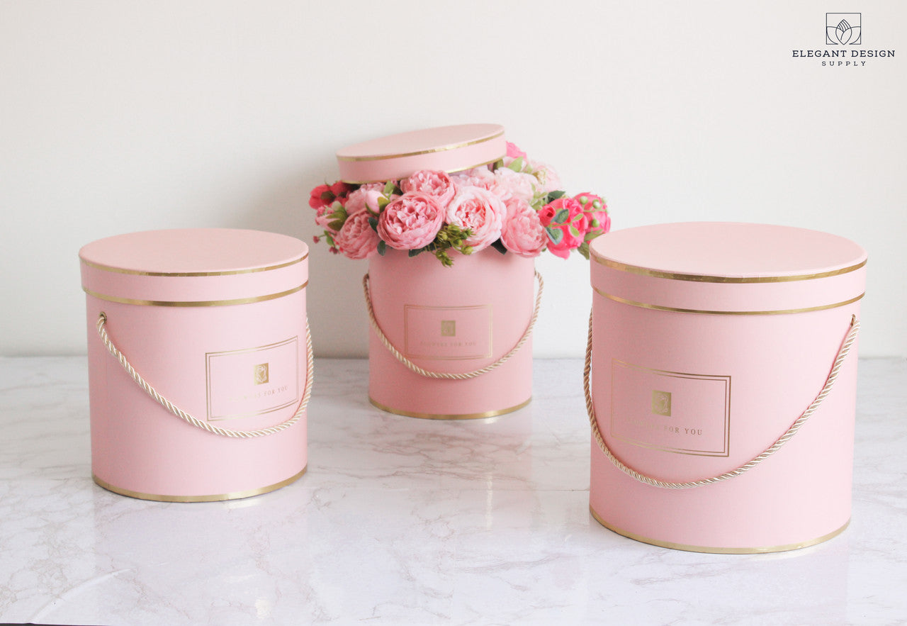 Pink Round Hat Flower Boxes, Elegant Flower Gift Boxes for beautiful flower arrangements!