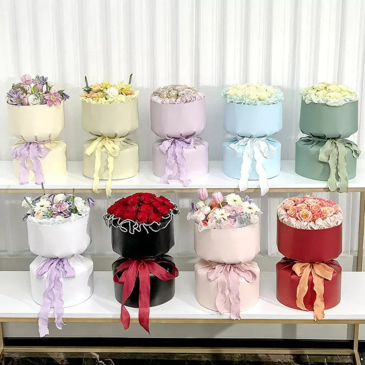 Solid Color DIY Circular Flower Bouquet Wrapping Paper