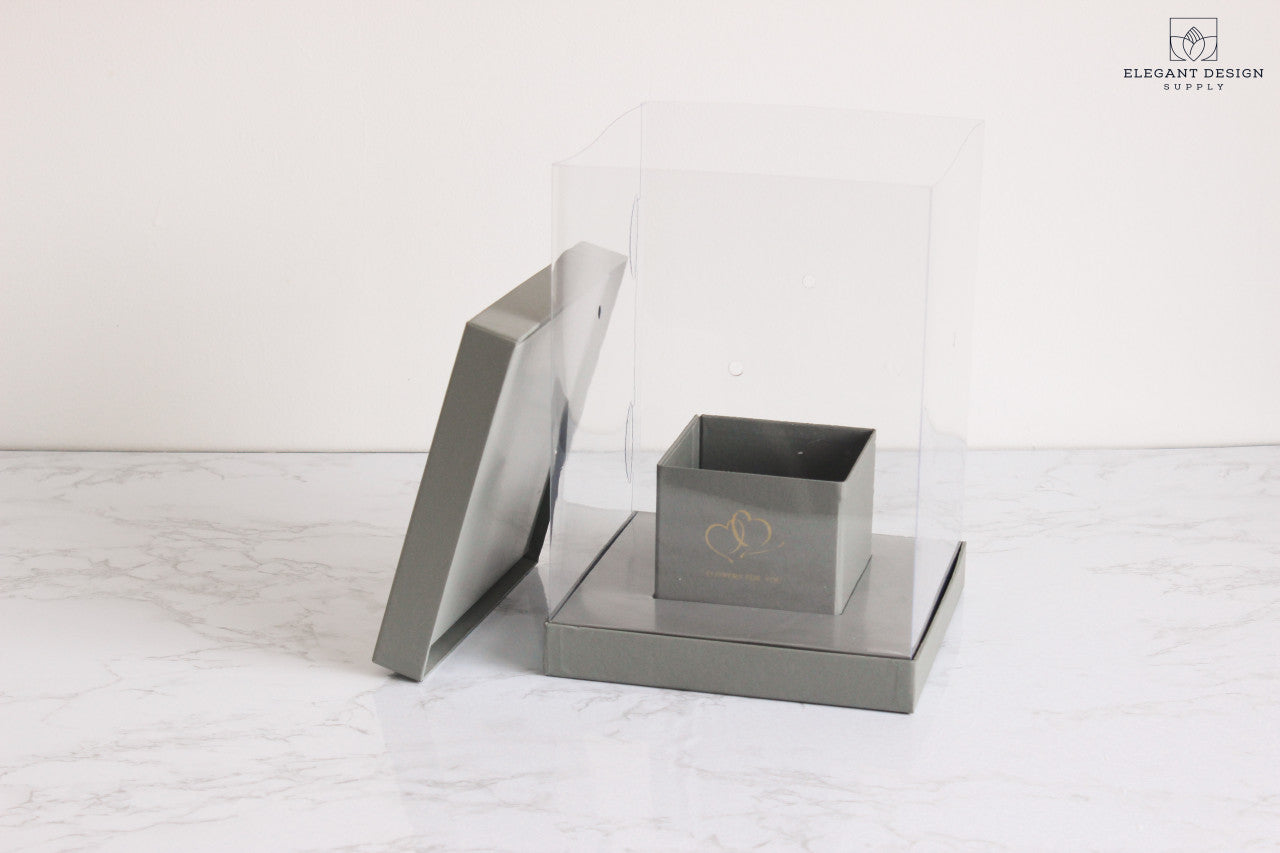 MINI Grey Square PVC Clear Box with Lid and Base