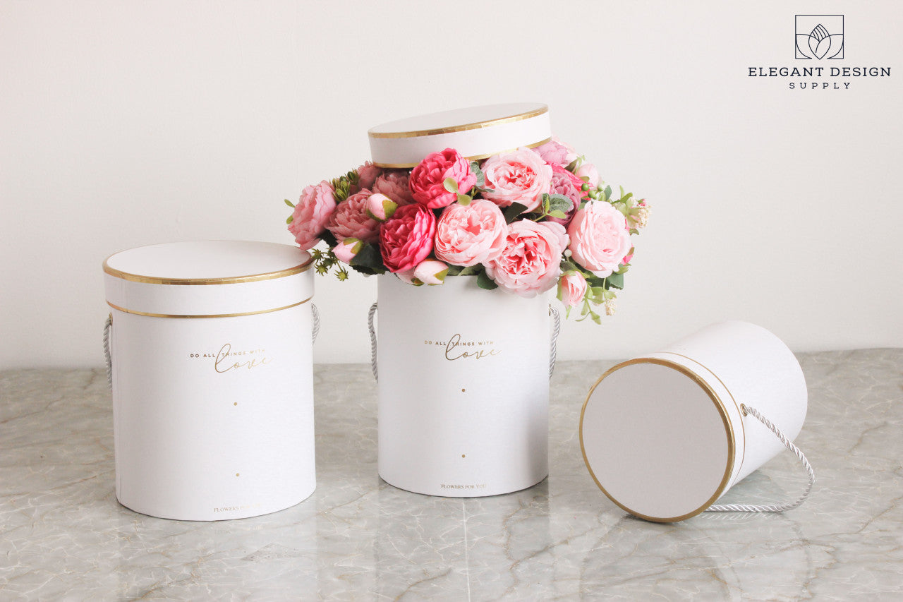 Double Layer Round Flower Hat Boxes with Ribbon – Floral Supplies