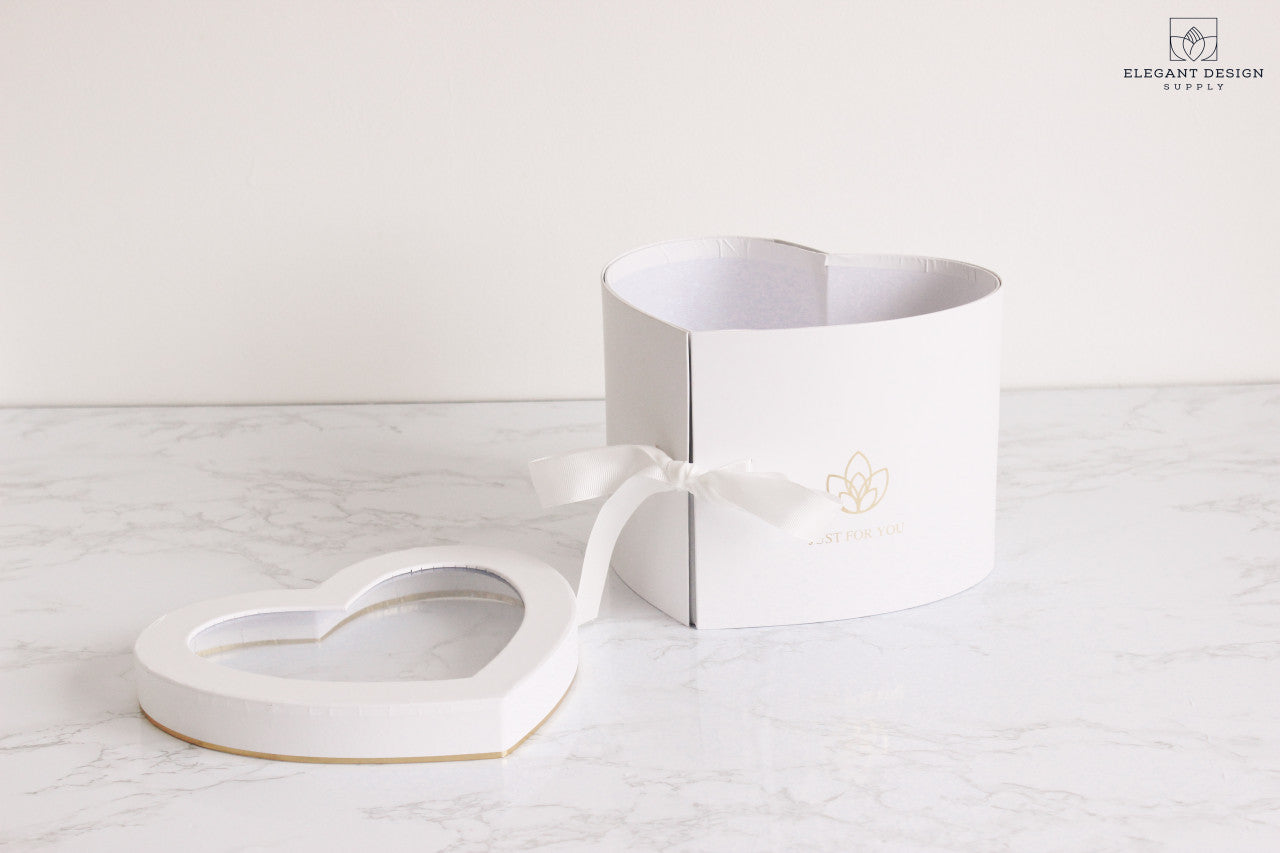 White Two-layer heart box for floral and wedding décor