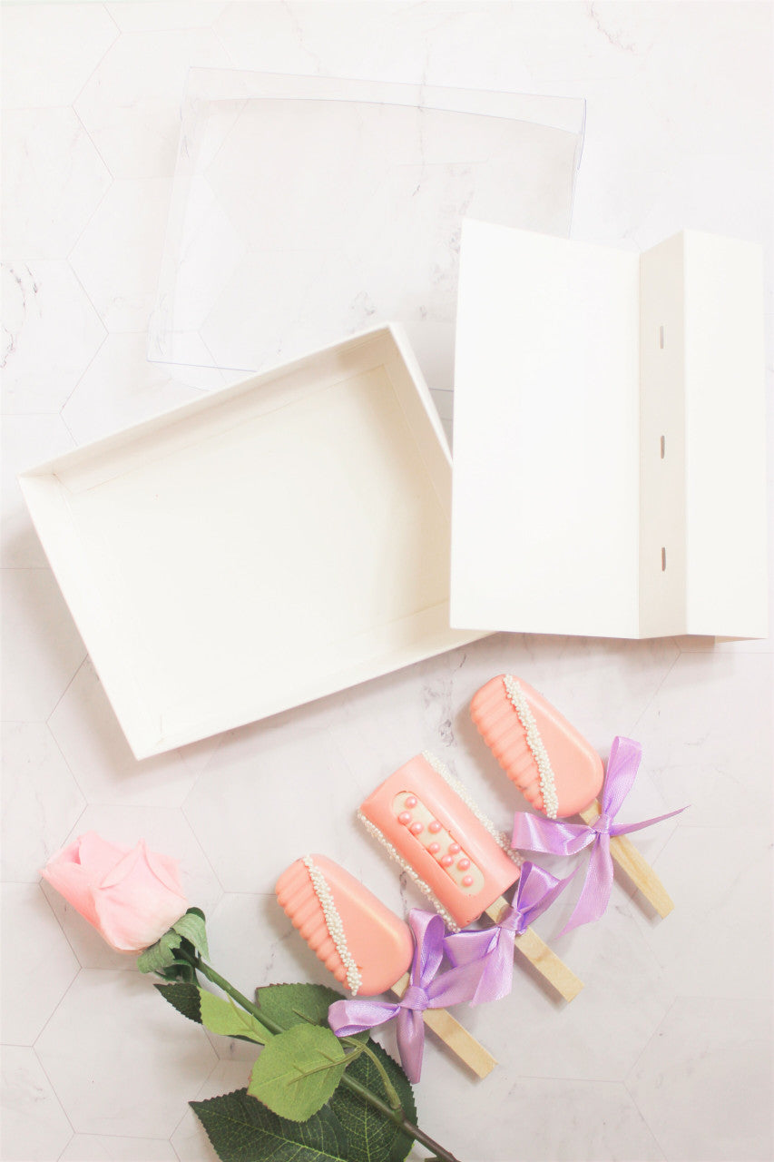 White Clear 3 MINI cakesicles box  Elegant Flower Packaging Supply –  Elegant Supply