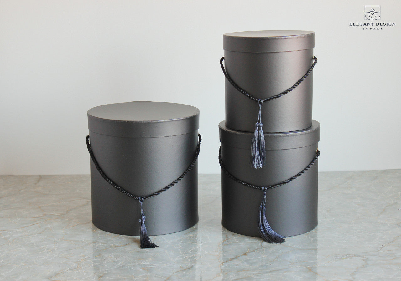 Round Couture Lined Hat Boxes (Set of 3)
