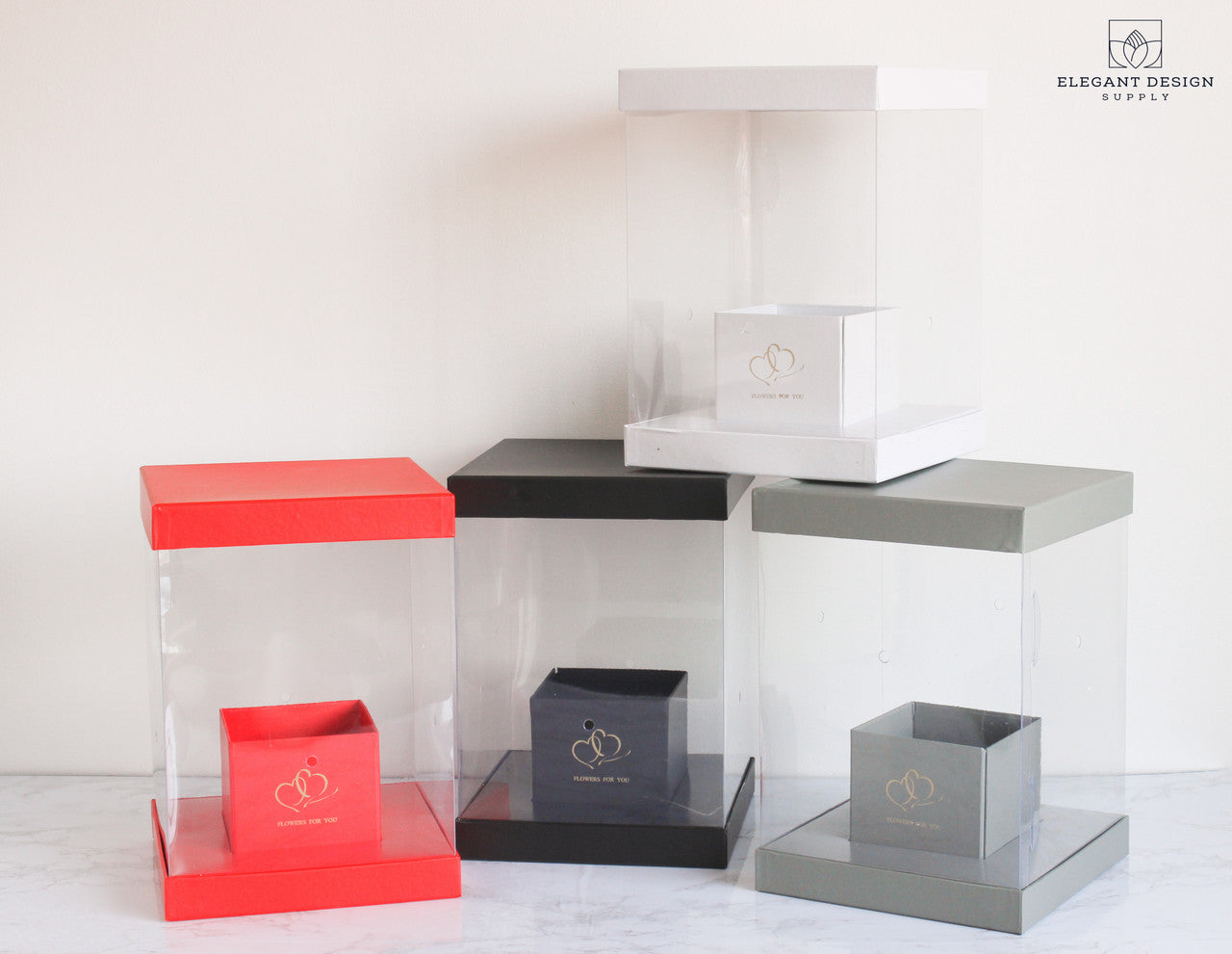 MINI Grey Square PVC Clear Box with Lid and Base