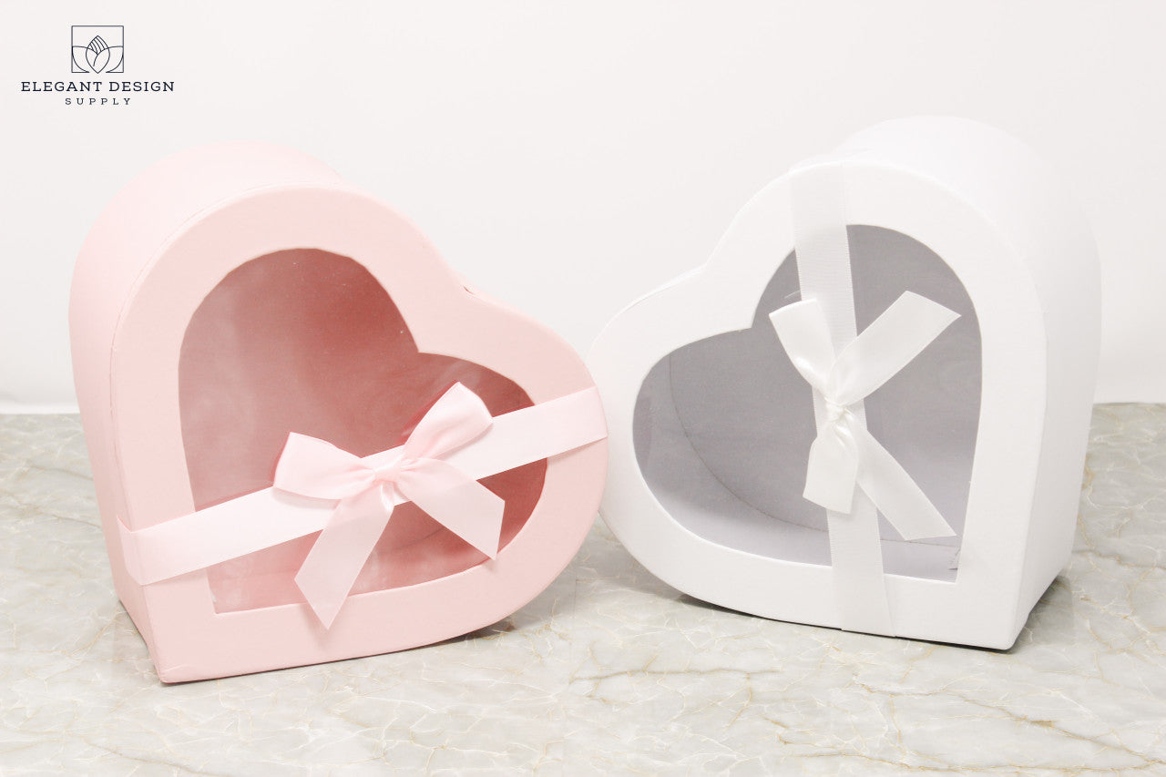 Pink and White Heart Shaped Boxes for luxury chocolates, gift boxes and flower arrangements