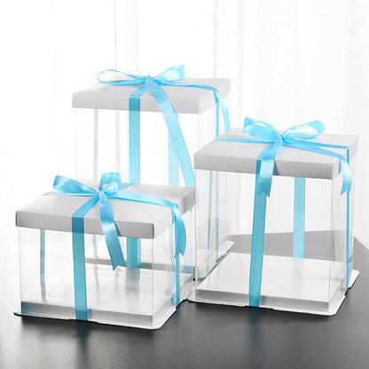 White Transparent Clear Cake Box with base and Lid, flower box, dessert box, bakery supplies.