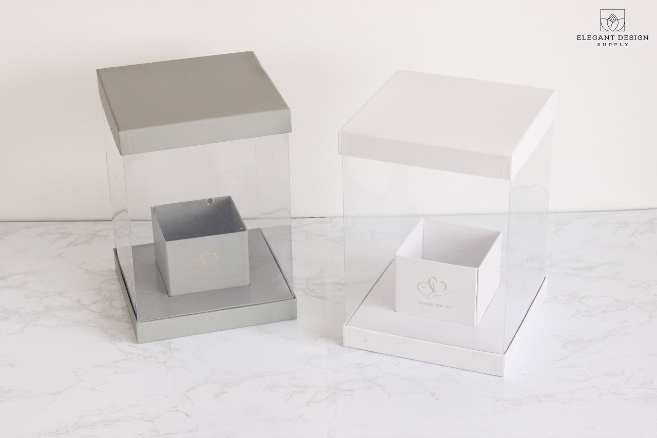 MINI Grey Square PVC Clear Box with Lid and Base