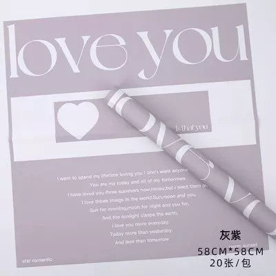 "Love You" Flower Wrapping Paper