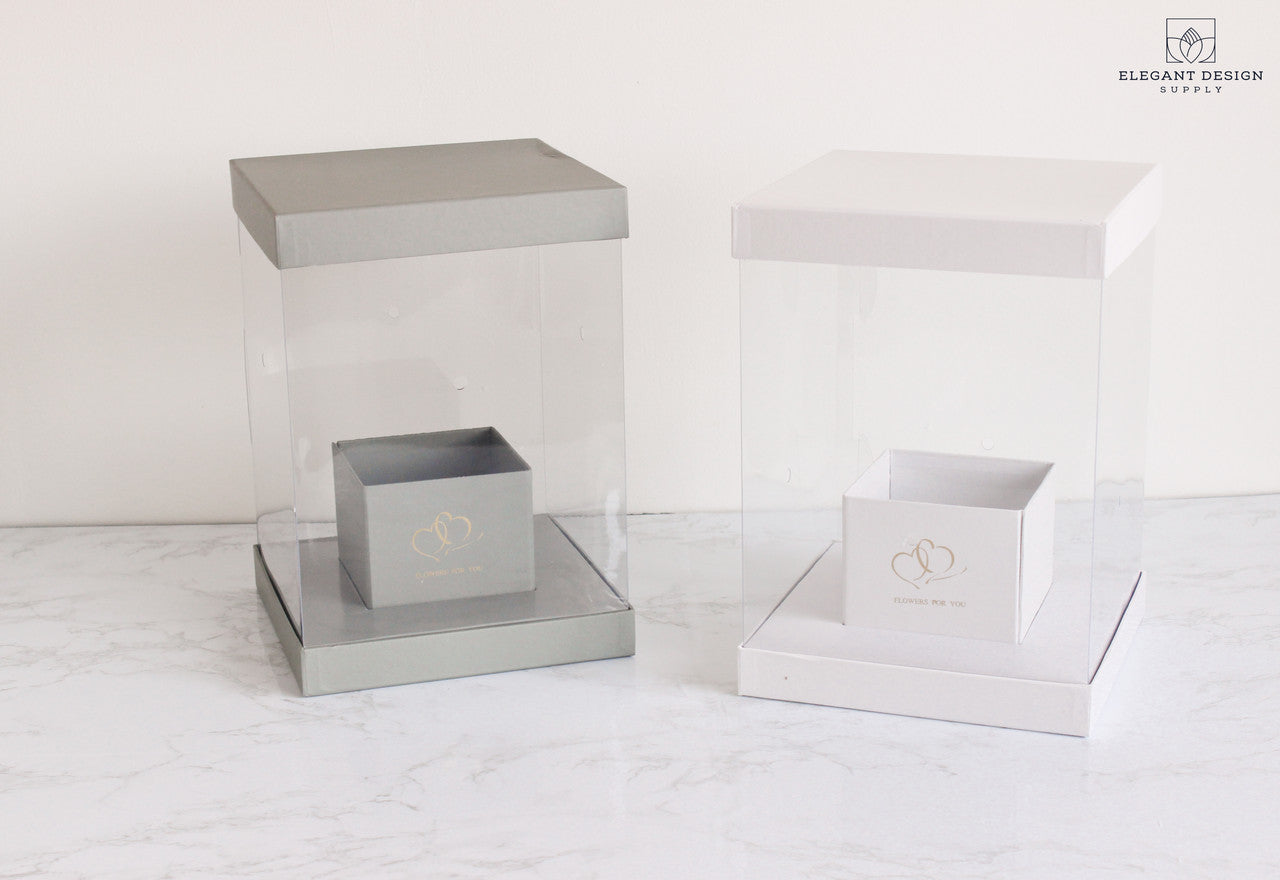 MINI Grey Square PVC Clear Box with Lid and Base