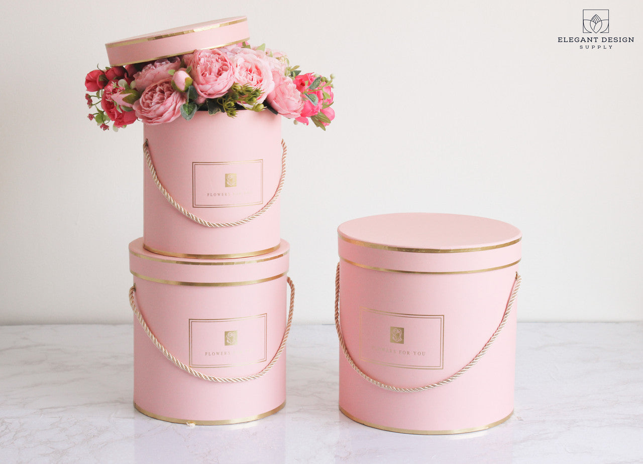 Pink Round Hat Flower Boxes, Elegant Flower Gift Boxes for beautiful flower arrangements!