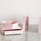 Pink Heart Shaped box with drawer for flower arrangements and gifts.