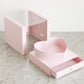 Pink Square Heart Shape PVC box with drawer for flower arrangements and gifts.