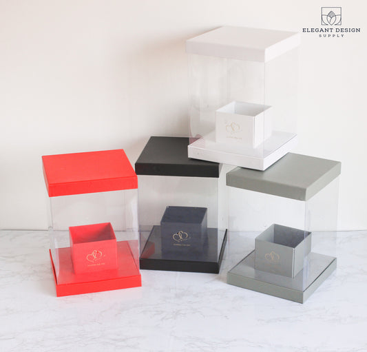 MINI Grey Square PVC Clear Box with Lid and Base