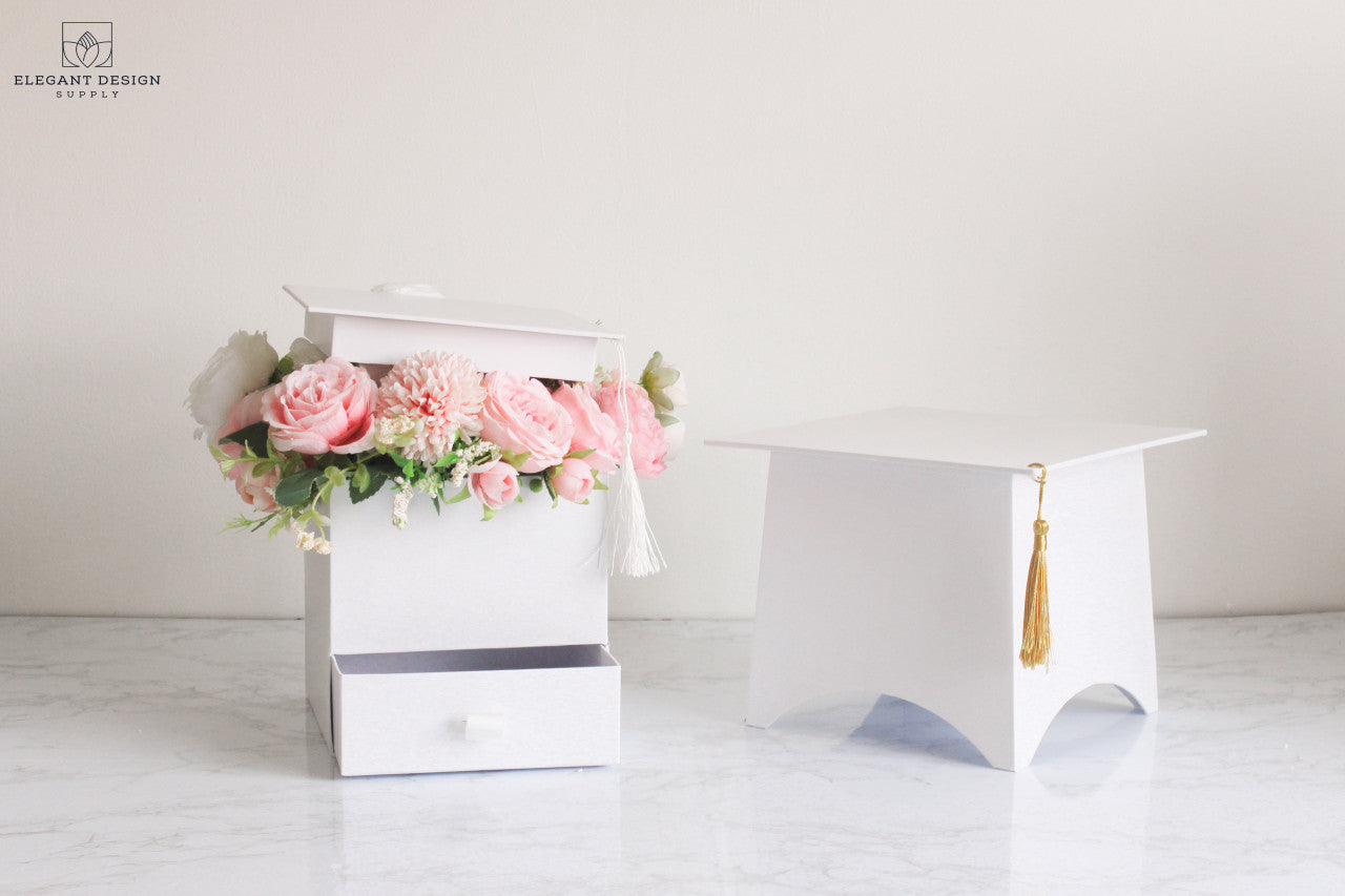 Graduation Hat Flower Box with Drawer