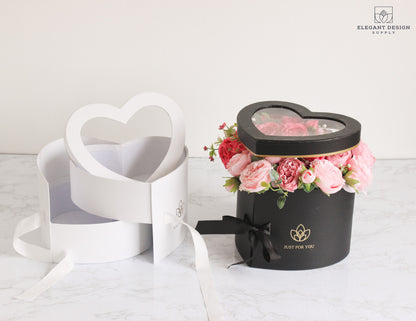 Two layers Heart Shape Flower Box with Clear Lid - Various Colors - For  Luxury Flower/ Gift / Chocolate Strawberries Arrangements