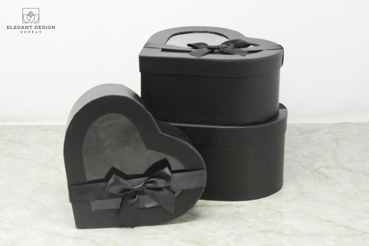 Black Heart Shaped Boxes for luxury chocolates, gift boxes and flower arrangements