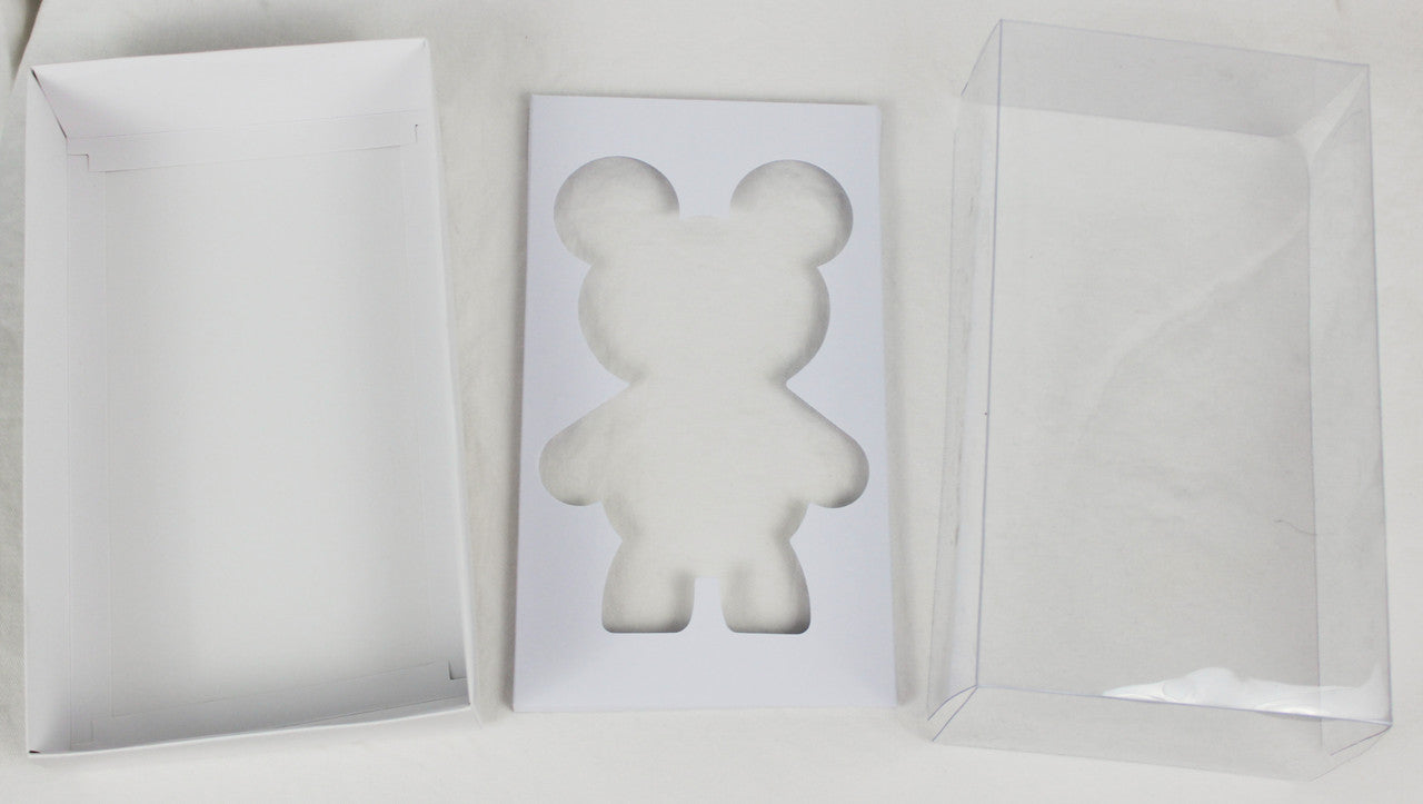 White Smash Bear Box with Clear Lid