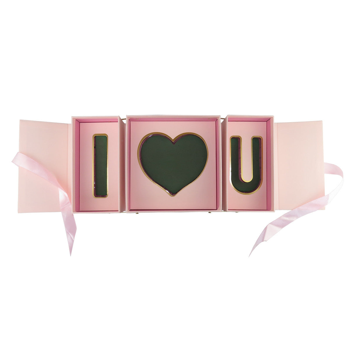 Pink and Gold I Love You Floral Gift Box with Fresh Foam