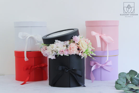 Love Pattern Round Flower Gift Box  Elegant Flower Packaging Supply –  Elegant Supply