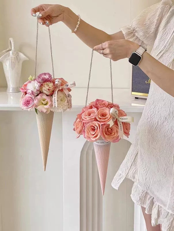 Cute Ice Cream Cone Shape Flower Bouquet  Elegant Floral Supply – Elegant  Supply