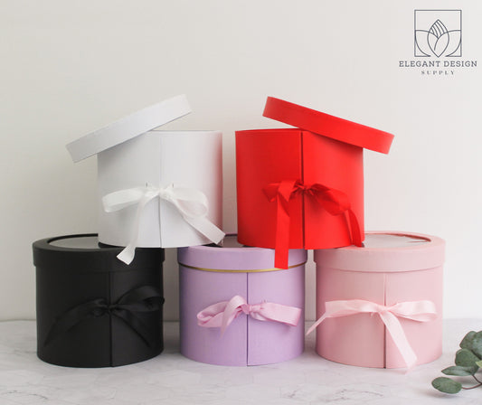 Source Luxury round hat box wholesale/velvet flower gift box on m