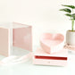Pink Square Flower Box with Tilted Heart and Drawer