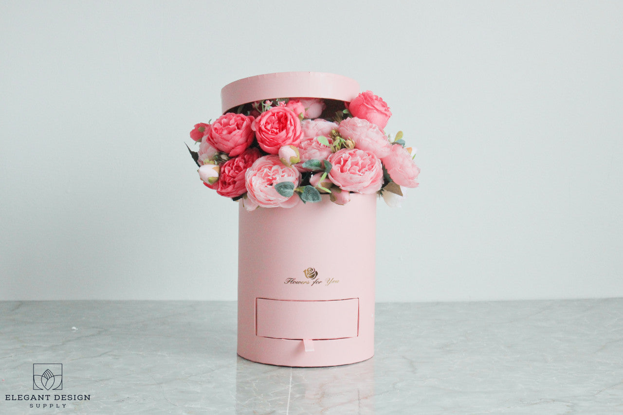 Round Surprise Flower Box With Drawer | Floral Packaging | Elegant Supply