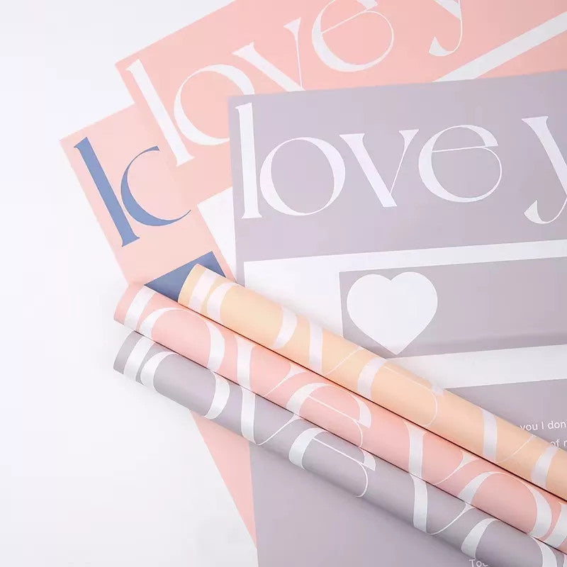 "Love You" Flower Wrapping Paper