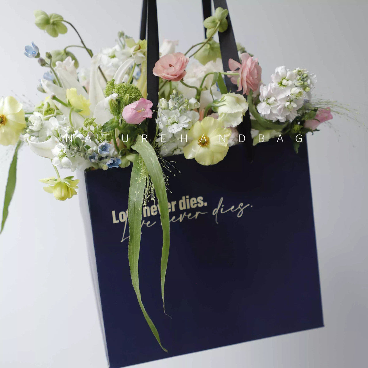 White Bag Fresh Flowers Vase Arrangement