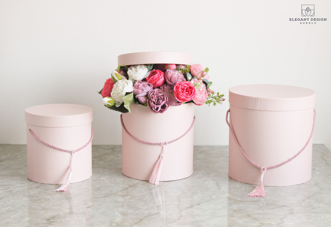 Pearly Round Flower Hat Box with Tassel