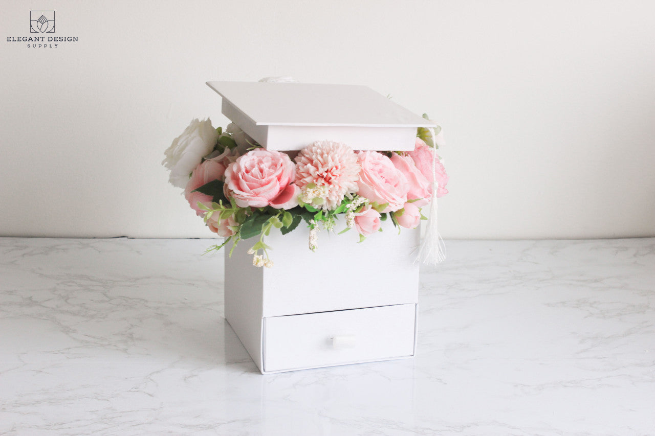 Graduation Hat Flower Box with Drawer