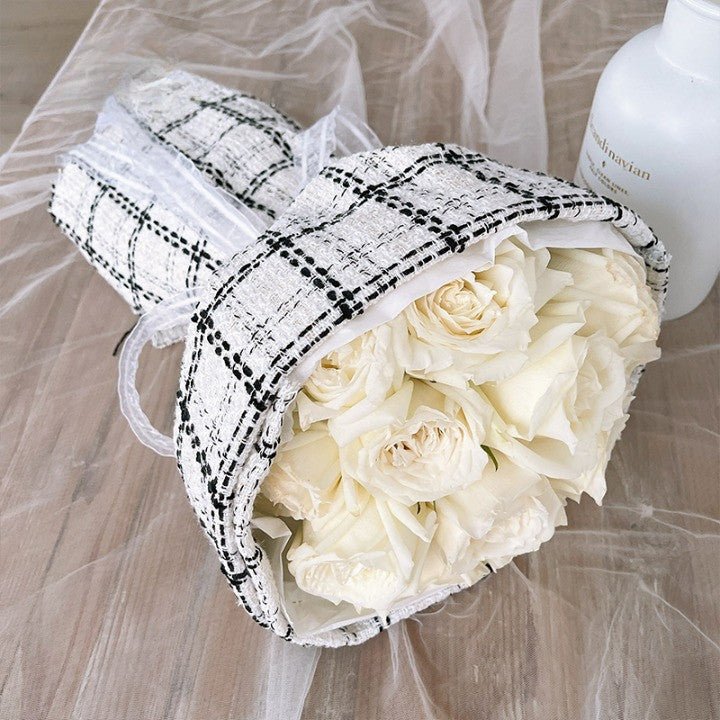 Luxury Checked Cloth Fabric for Flower Bouquet Wrapping Paper - Elegant Supply