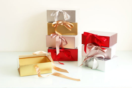 Metallic Rectangle Acrylic Box with Ribbon - Elegant Supply