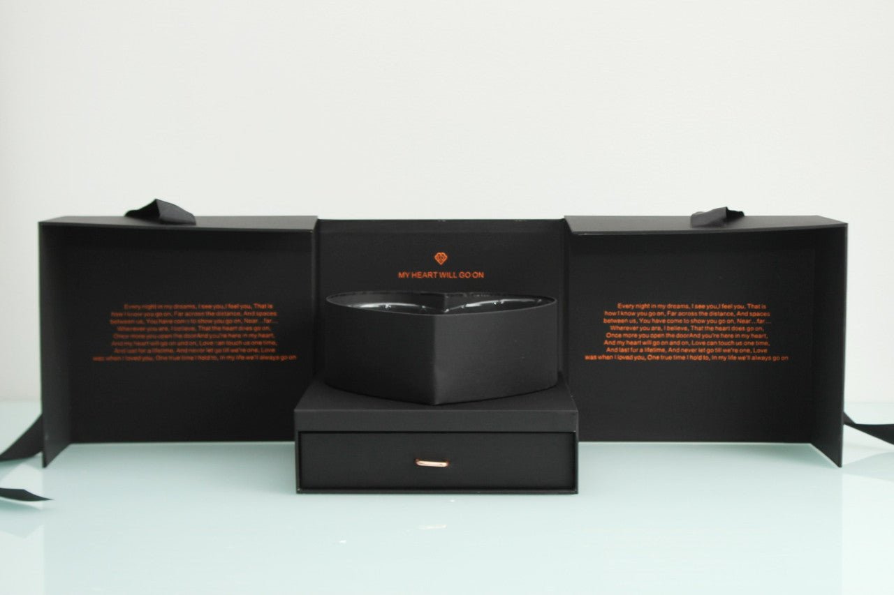 My Heart will go on Satin Square Flower Gift Box with Heart Shape and drawer - Elegant Supply