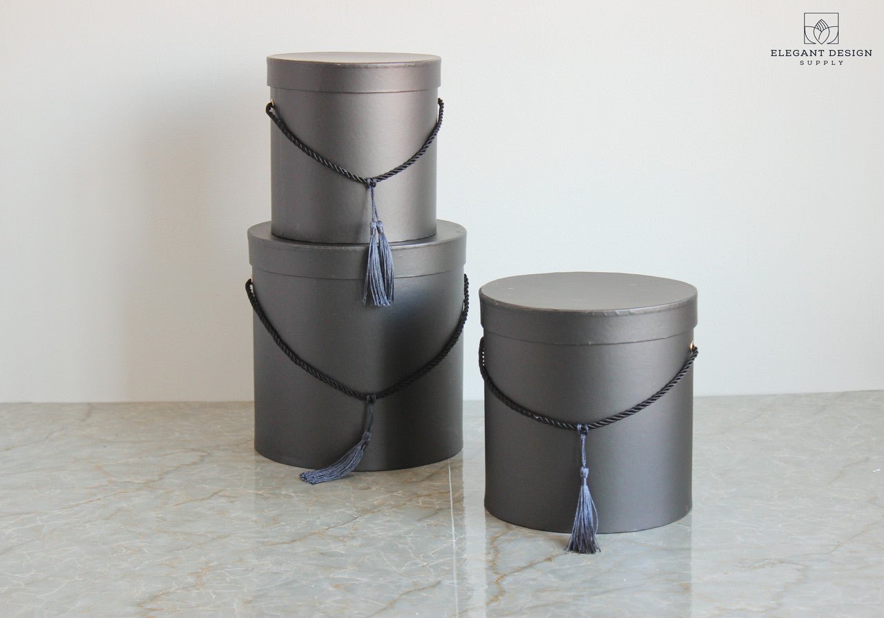 Pearly Round Flower Hat Gift Box with Tassel - Elegant Supply