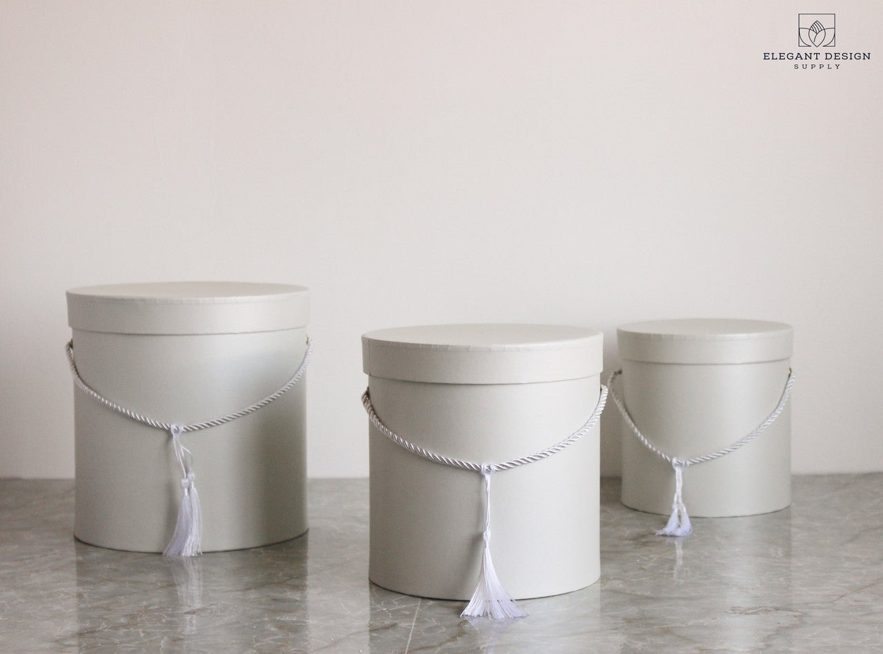 Pearly Round Flower Hat Gift Box with Tassel - Elegant Supply