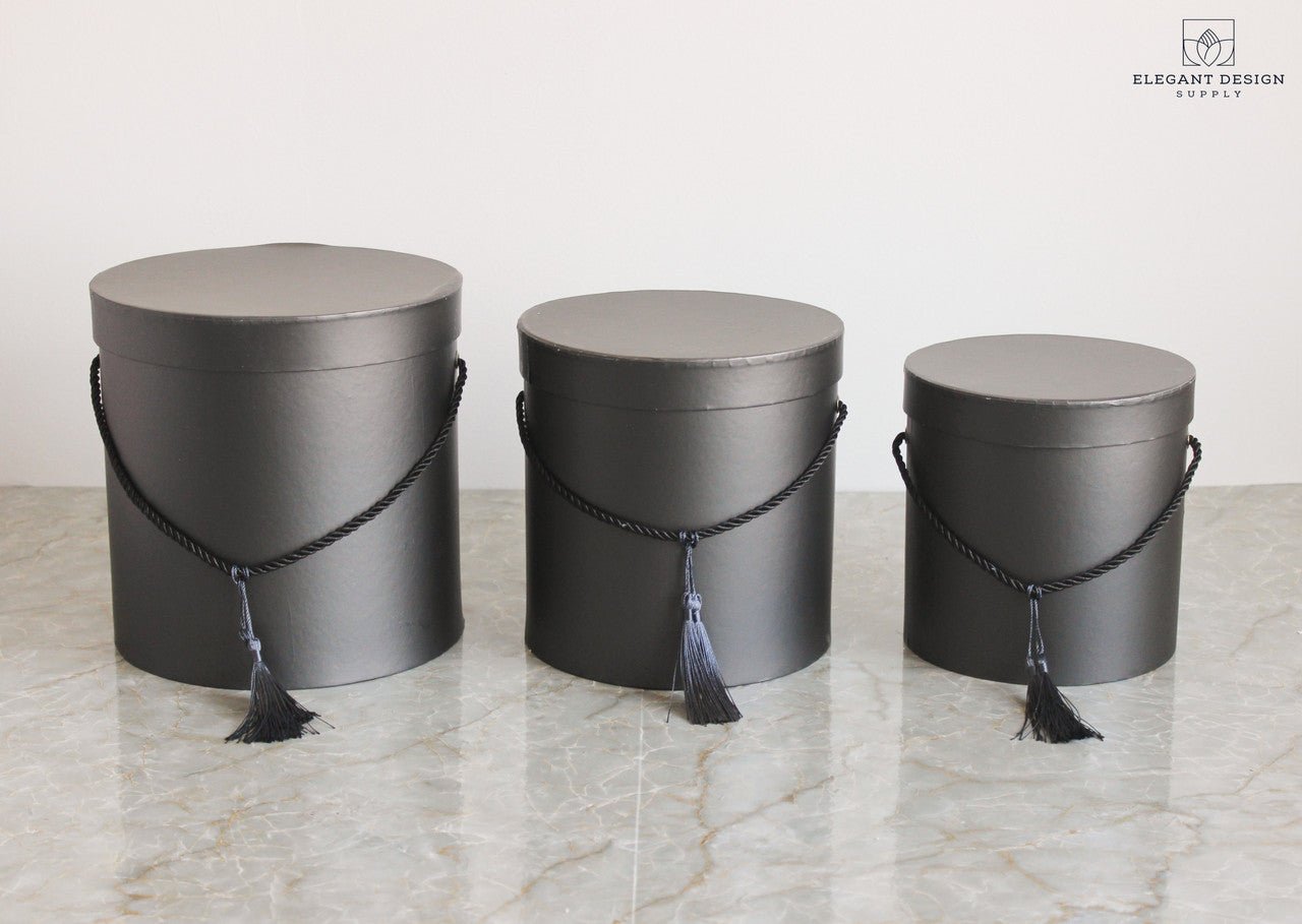 Pearly Round Flower Hat Gift Box with Tassel - Elegant Supply