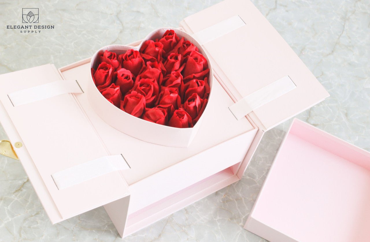 Pull - up Heart Flower Box with Drawer - Elegant Supply