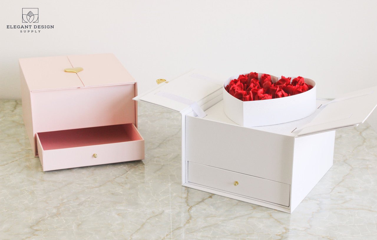 Pull - up Heart Flower Box with Drawer - Elegant Supply