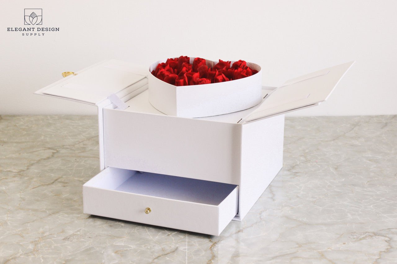 Pull - up Heart Flower Box with Drawer - Elegant Supply