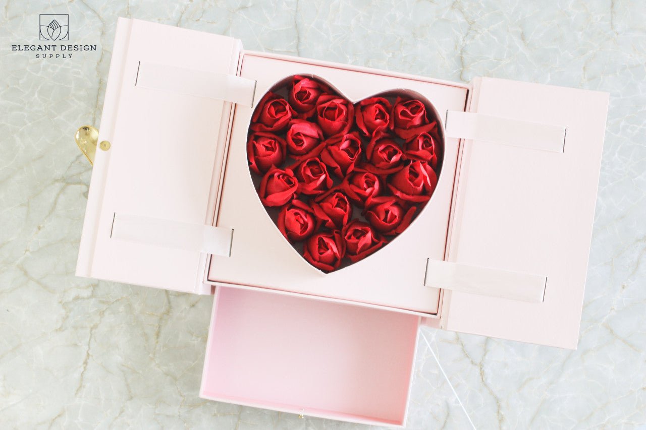 Pull - up Heart Flower Box with Drawer - Elegant Supply