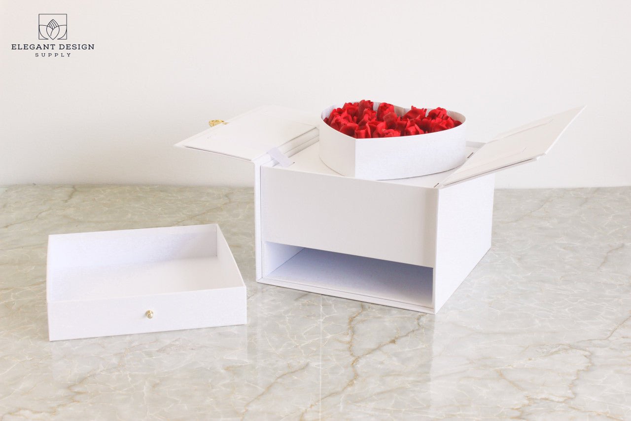 Pull - up Heart Flower Box with Drawer - Elegant Supply