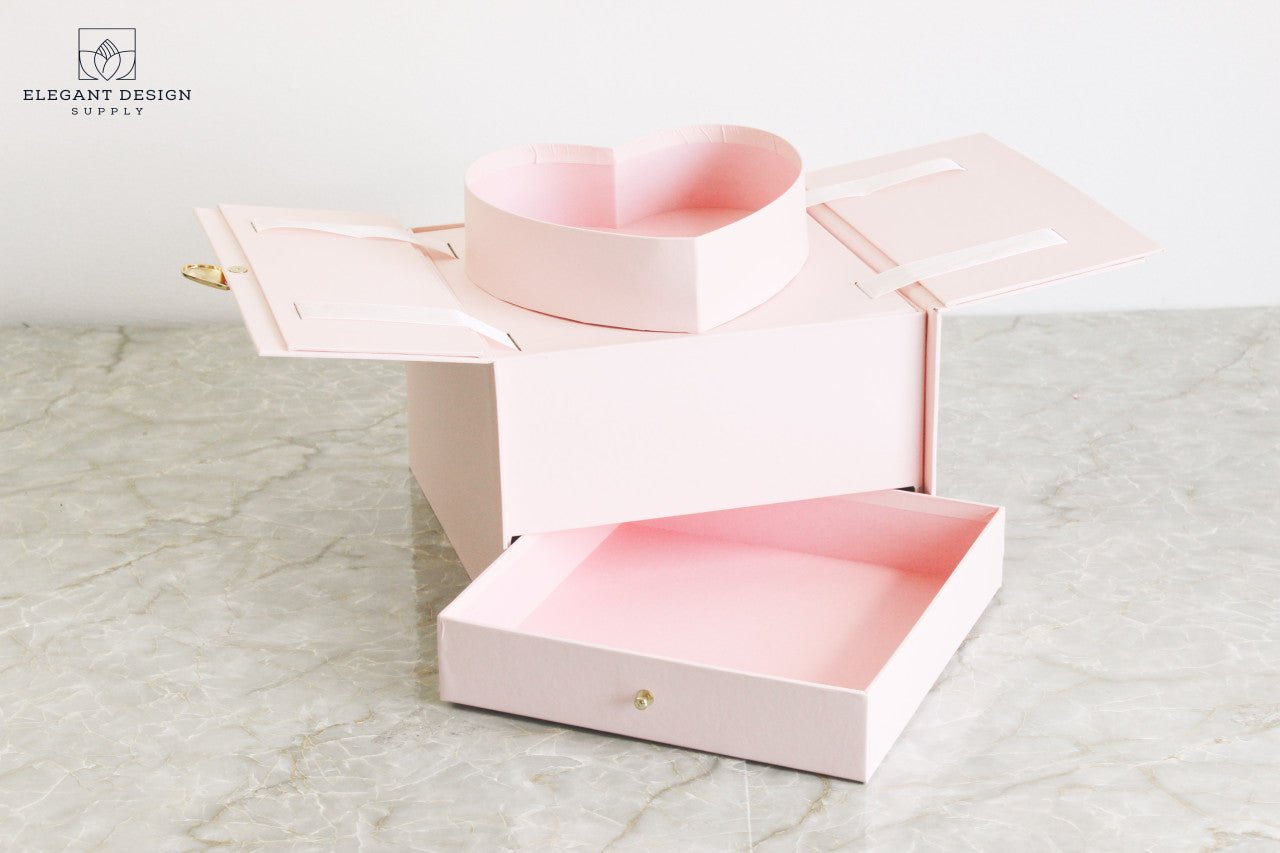 Pull - up Heart Flower Box with Drawer - Elegant Supply