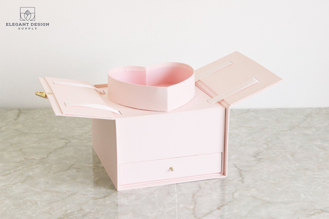 Pull - up Heart Flower Box with Drawer - Elegant Supply