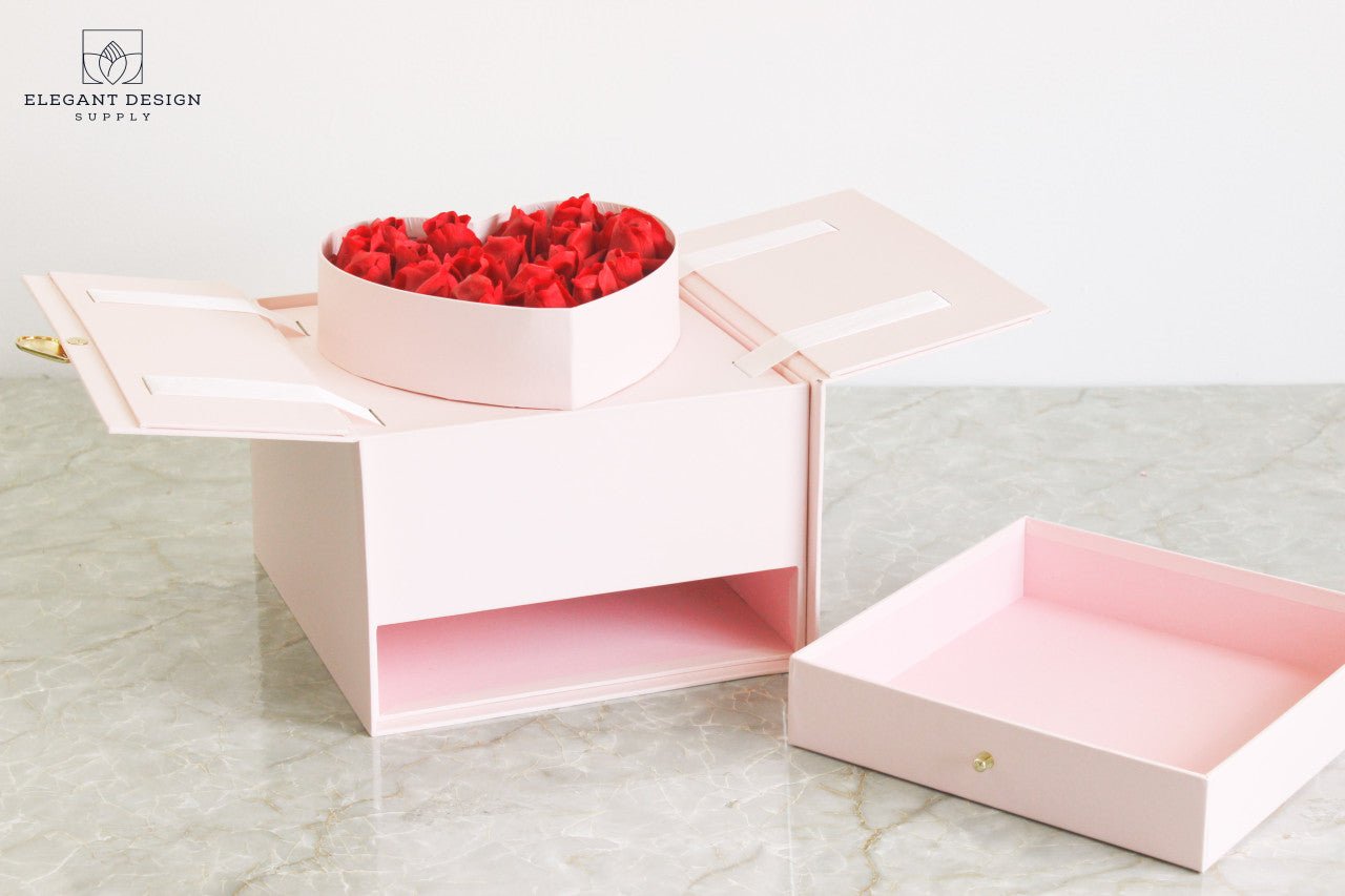 Pull - up Heart Flower Box with Drawer - Elegant Supply