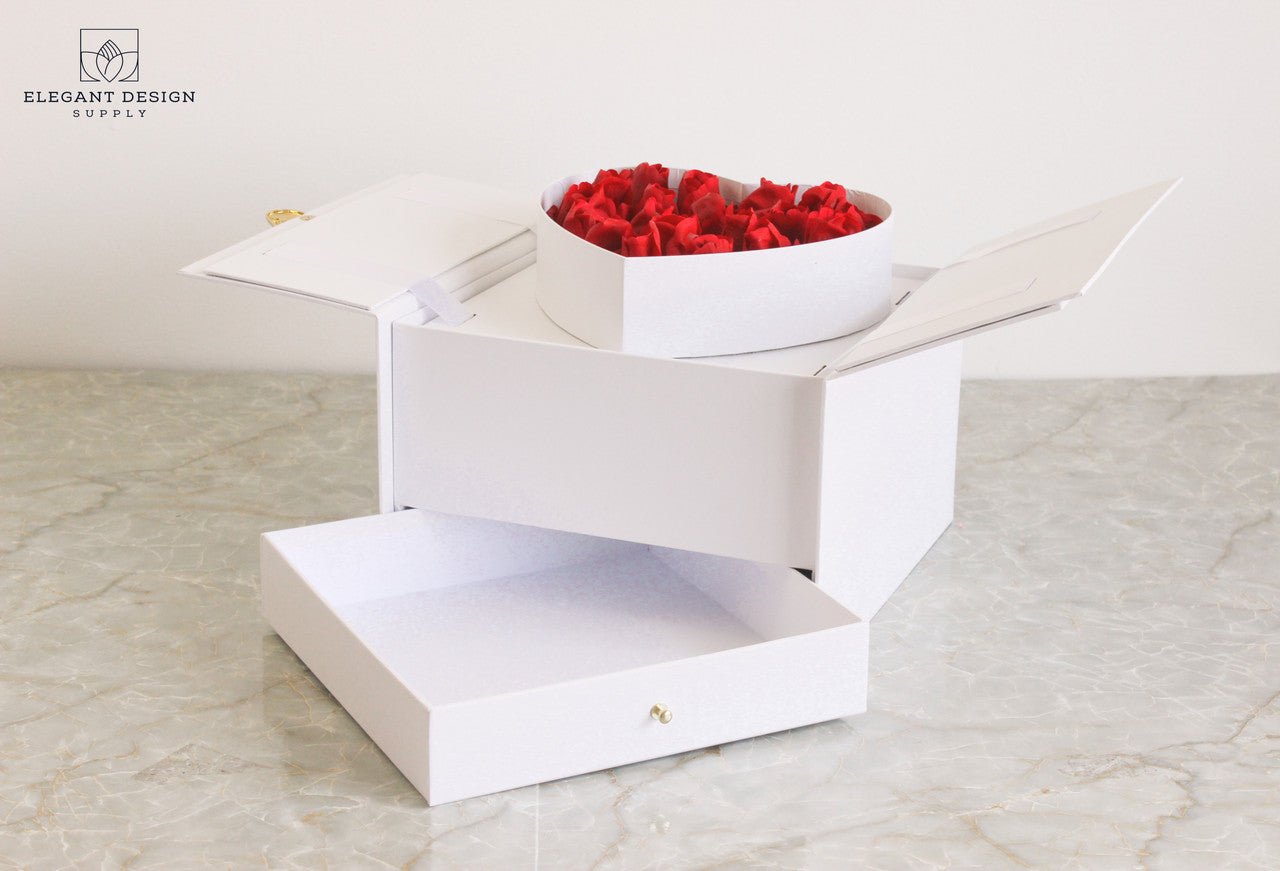 Pull - up Heart Flower Box with Drawer - Elegant Supply